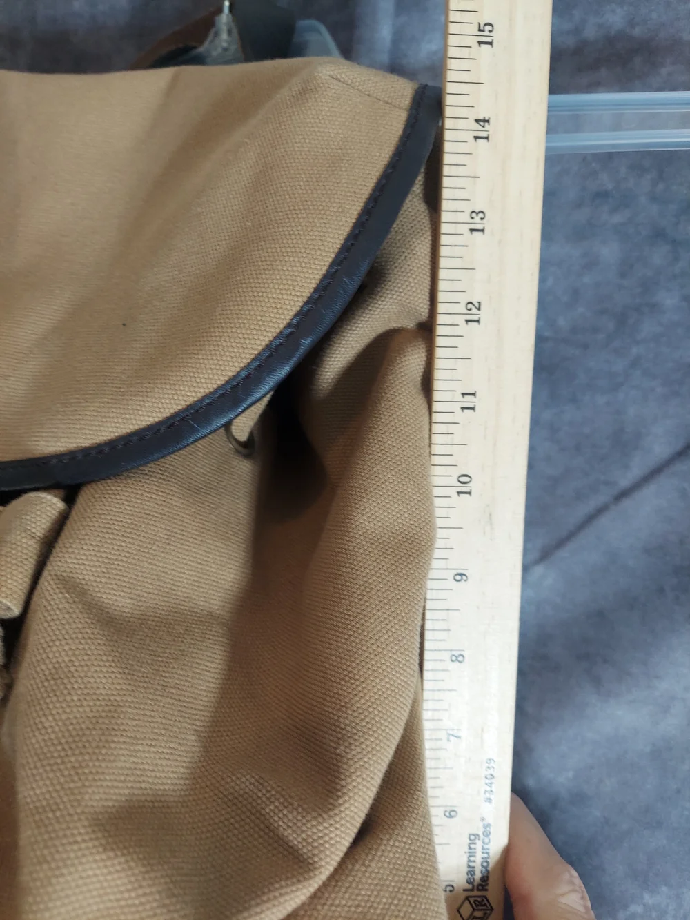 VTG GAP Canvas Military Rucksack Backpack Khaki Brown Leather Trim Utility